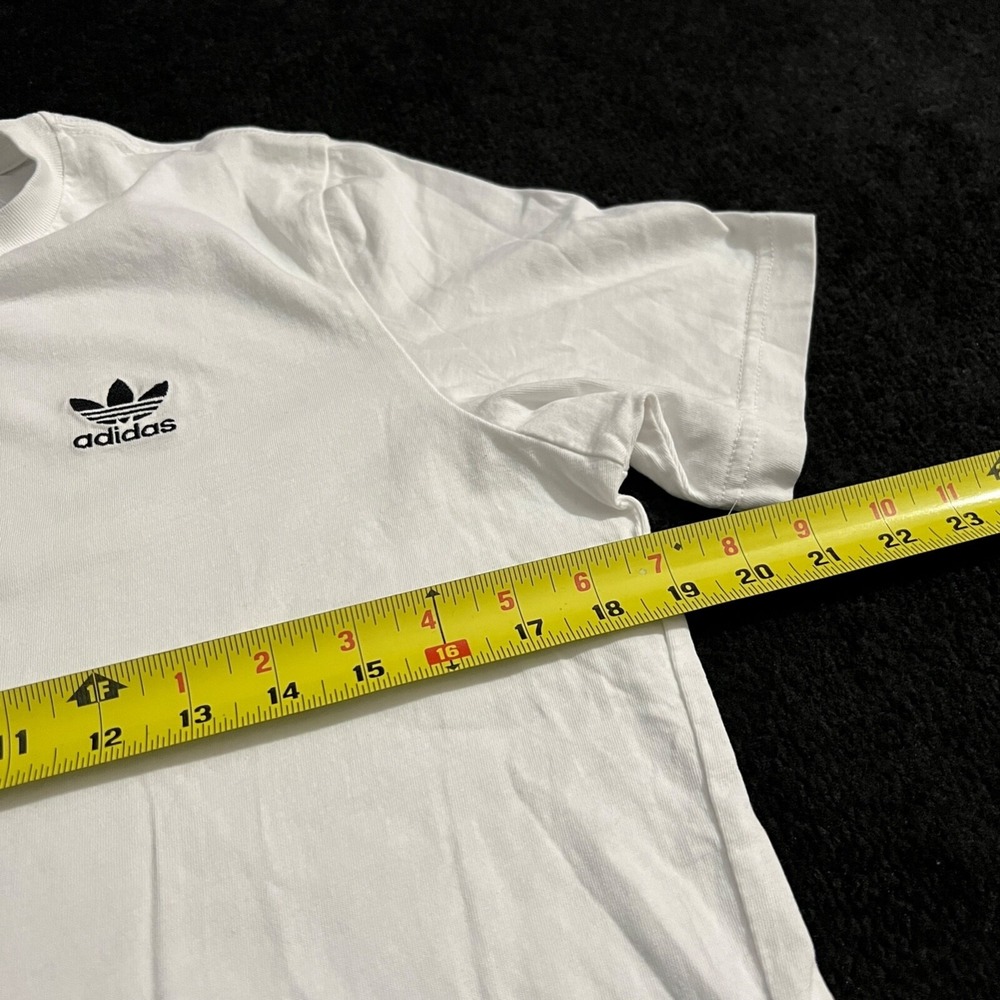 Adidas Shirt Mens Small Originals Trefoil Essentials White Short Sleeve Cotton - Picture 5 of 9